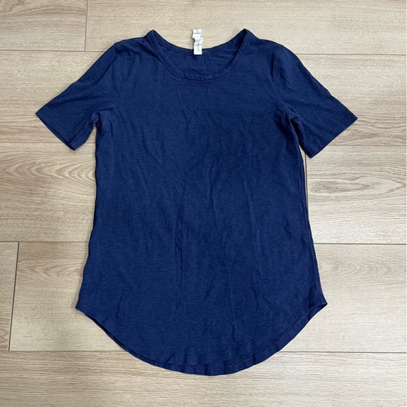 lululemon athletica Tops - Lululemon Navy Blue Crew Neck Short Sleeve Pima Cotton T-shirt Size 4